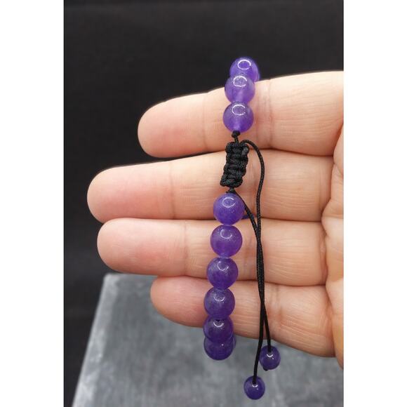 Artisan Amethyst Stone Bracelet Purple Adjustable Cord Stackable Beaded Unisex - Picture 5 of 7